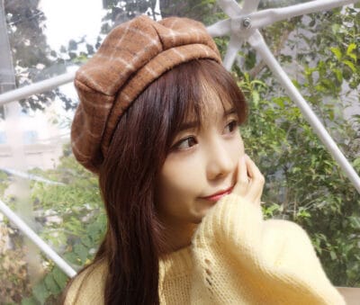 Plaid Beret - Brown - Image 2