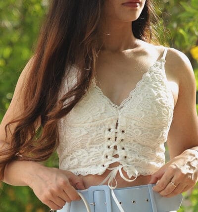 White Lace Bustier Tie-up Top