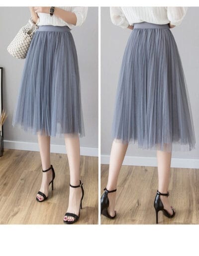 Accordion Pleat Mesh Midi Skirt