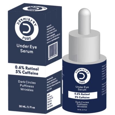 Dermistry 0.6% Retinol 5% Caffeine Under Eye Serum - Dark Circles & Puffiness, Puffy Eyes Rejuvenating 30ml