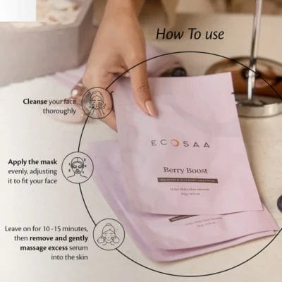 Ecosaa Berry Boost Sheet Mask - Nourish & Rejuvenate Tired Facial Skin - Image 2