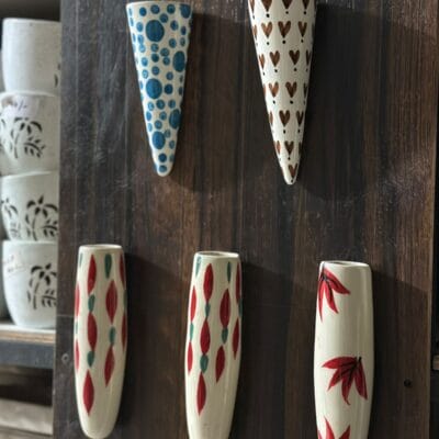 Potique Ceramic V Shape Painted Planter for Wall Decor